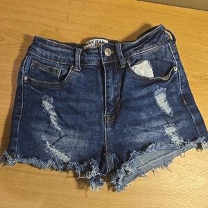 Wax Jean Distressed Blue Denim Shorts S